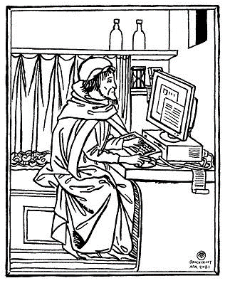 Monk using a PC by Brockprint Monk using a PC by Brockprint